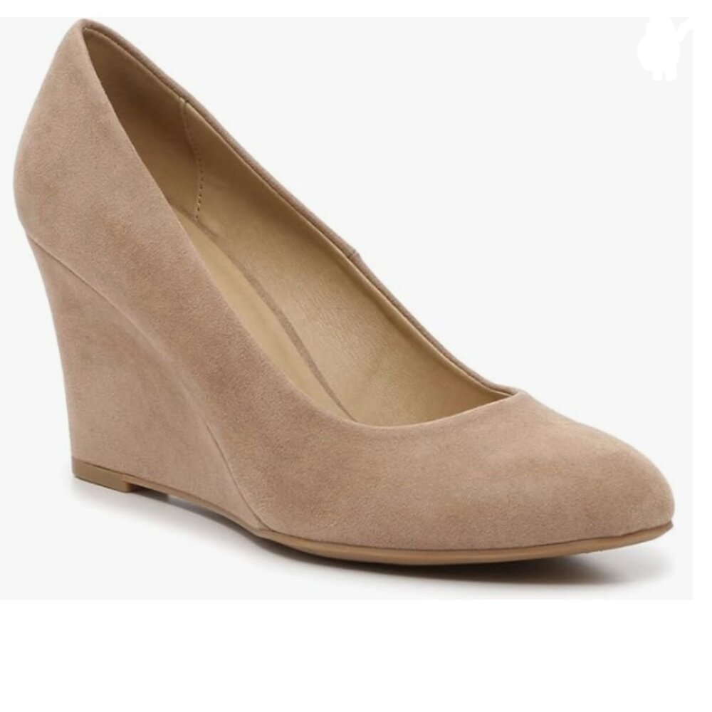 Beige Suede Wedge Heels - Women's Pumps